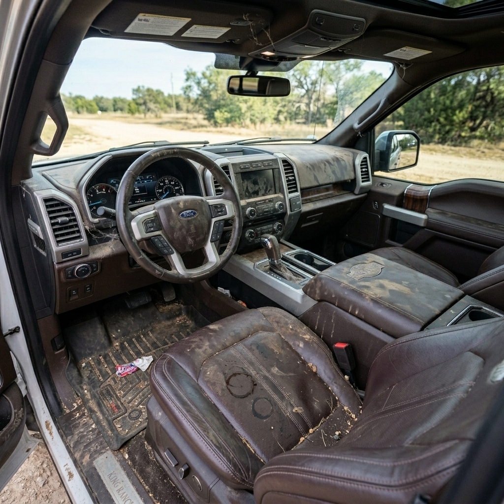 Vehicle interior before biohazard cleanup